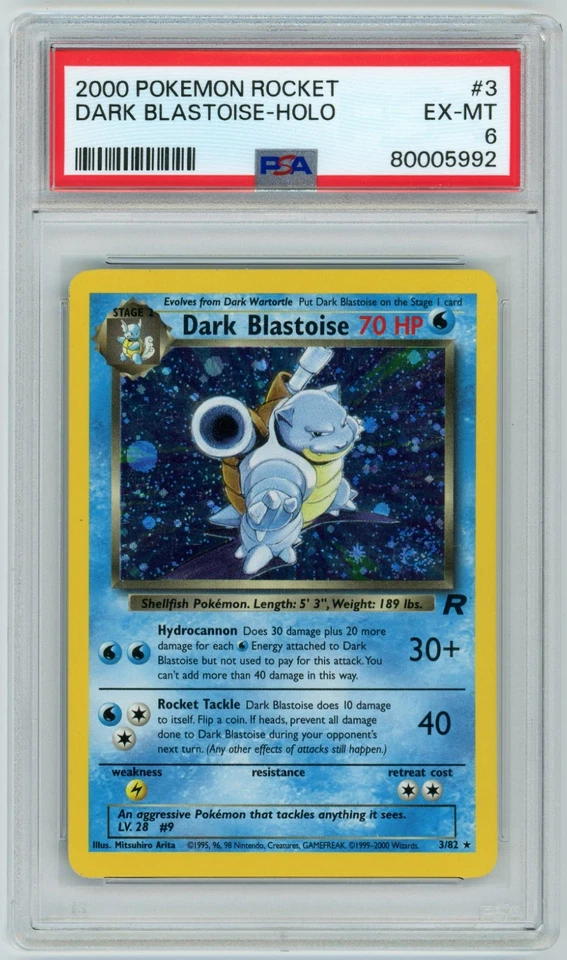 2000 POKEMON ROCKET #3 DARK BLASTOISE-HOLO PSA 6 HOLO SWIRL - Image 1 of 2