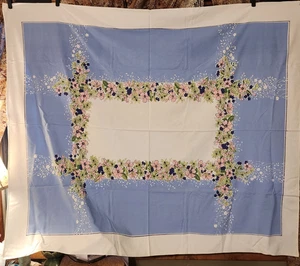 Vintage Mid Century Floral Baumwolle Leinen Tischdecke 66" x 54" - Bild 1 von 4