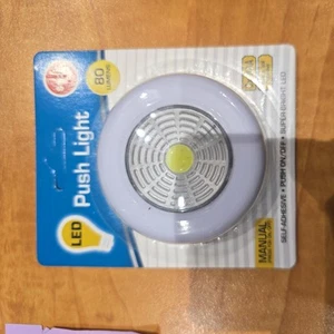 NEW LED Push Light Self Adhesive Push On/Off Super Bright 80 Lumen Clear White - Picture 1 of 1