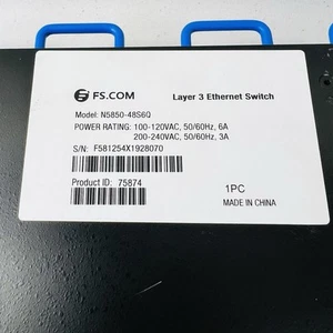 FS N5850-48S6Q 48-Port Ethernet Data Switch 48x 10G SFP+ 6x 40G QSFP+ - Picture 1 of 14