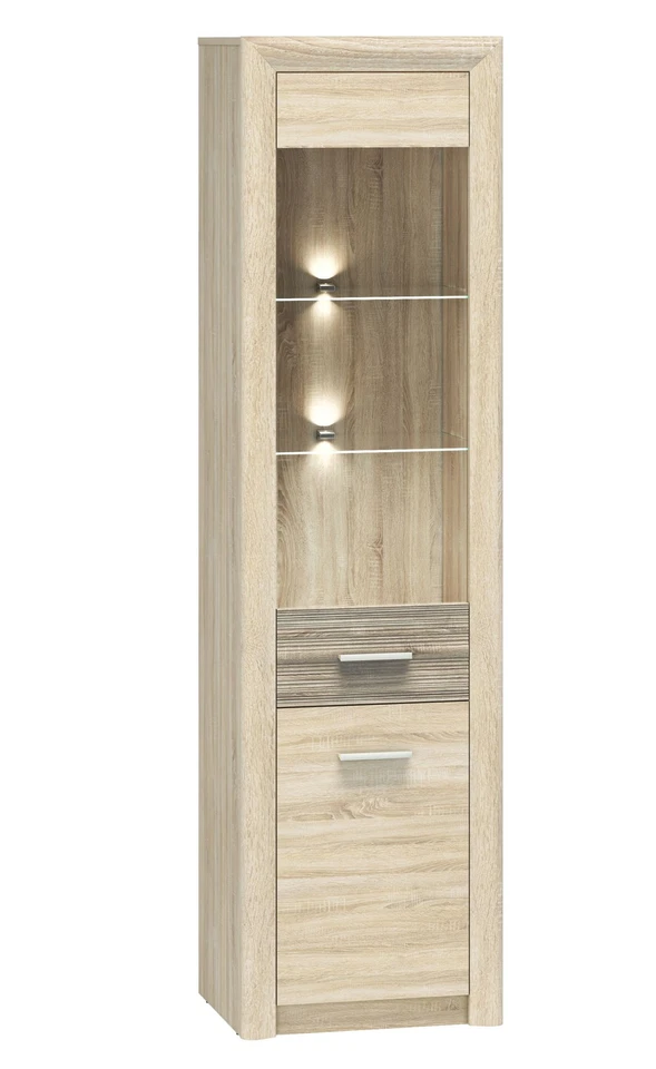 Vitrine Castel Glasvitrine 55x43x201cm Sonoma Eiche hell Trüffel - Bild 1 von 4