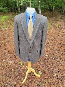 Harris Tweed 44R grau Vogelaugen Wolle teilgefüttert Sport Mantel Blazer Jacke - Bild 1 von 10