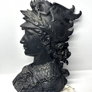 Vintage Cast Metal Aluminum Perseus Bust Wall Art Decor Hanging Greek Mythology - Picture 1 of 11