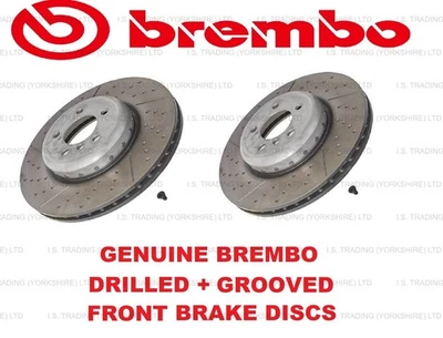 FOR BMW SERIES 1 2 4 GENUINE BREMBO 340mm FRONT BRAKE DISC DRILLED GROOVED x 2 - Image 1 of 2
