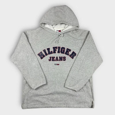 Sudadera con Capucha Tommy Hilfiger Jeans Vintage Para Hombre Gris Medio Azul Hecha en EE. UU. Foto 1 de 4