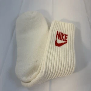 NIKE Athletic tube socks Men’s Red Swoosh Crew White VINTAGE 80s Thick And Soft - Picture 1 of 13