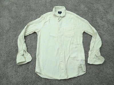 Camisa Ben Sherman Abotonada Para Hombres Mediana Marfil Manga Larga Bolsillo Preppy Informal Foto 1 de 4