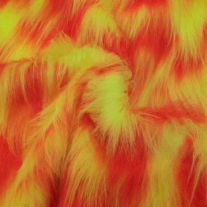 Tela de piel sintética de pelo largo - amarillo flo/tango - AC 356 / YF54-SQ - Imagen 1 de 3