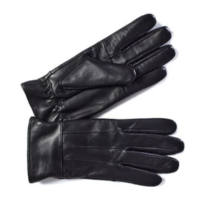 Guantes de cuero para dama forrados de vellón negros en talla grande NUEVO - Imagen 1 de 1