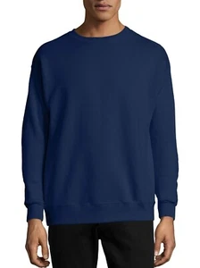 Hanes Mens Navy Blue Long Sleeve Crewneck Ecosmart Fleece Sweatshirt Size Medium - Picture 1 of 3