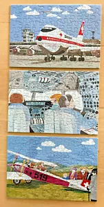 Puzzle aerei svizzeri vintage anni 70 souvenir aereo bambino nuovi con scatola - lotto di 3 - Foto 1 di 5