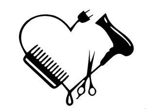 Secador de pelo tijeras peine corazón esteticista barbería tienda de belleza vinilo calcomanía 75124 - Imagen 1 de 22