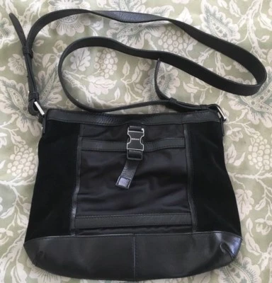 DKNY Black Suede/Leather Crossbody Purse Bag-Near Mint - Image 1 of 4