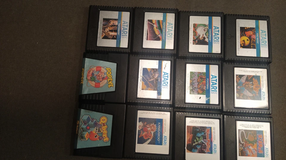 Atari 5200  lot QIX,Kangaroo,Super Breakout,Defender,Q-Bert,Pac-Man - Image 1 of 1