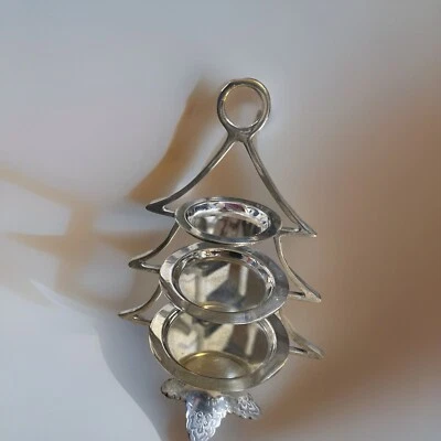 Vintage Silver Tone 3-Tier Christmas Tree Server MCM Dessert Stand - Image 1 of 4