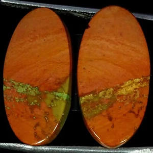Natural Oval Polygram Jasper Cabochon Pair Handmade Gemstone 14.50 Cts 11X22X3MM - Picture 1 of 6