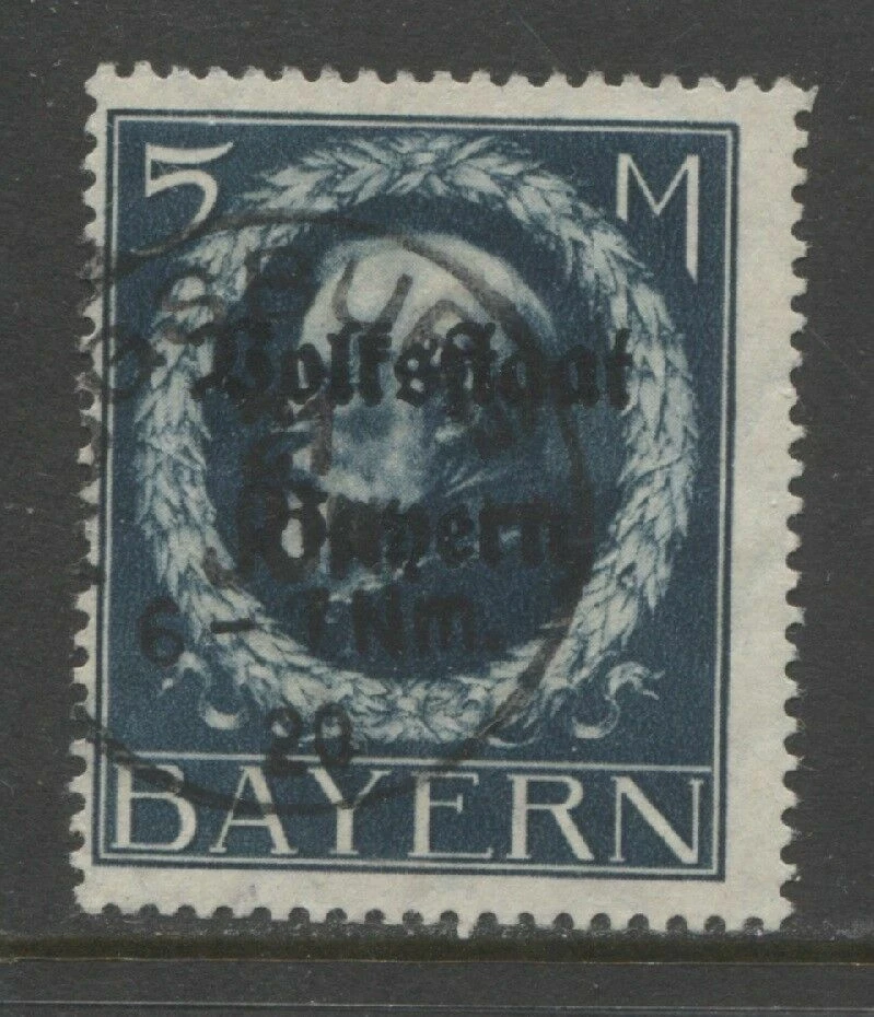 Germany States 1919 BAVARIA  5 Mark King Ludwig III with op used signed  $ 165.0 - Image 1 of 1