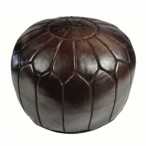 Leather Moroccan Pouf, Ottoman Leather Pouf Chocolate, wedding gifts home decor 