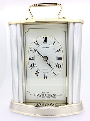 Seiko Quartz Mantel Clock  Silvertone and Goldtone  QQZ017S - Image 1 of 4