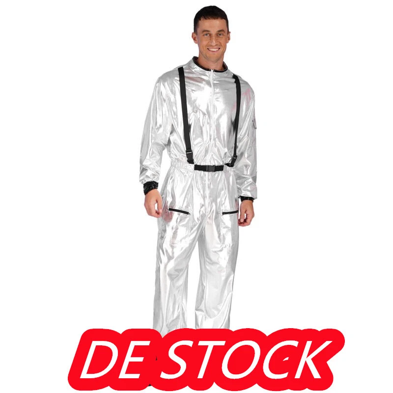 LOSSLO Astronaut Kostüm Für Herren – Weltraum-Anzug Mit Helm Für Cosplay, Halloween & Karneval (Unisex, Silber)
