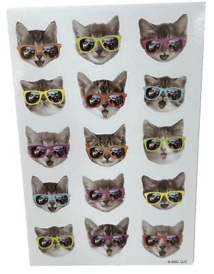 Vintage American Greetings Stickers Cats Sunglasses 5 Sheets - Image 1 of 4