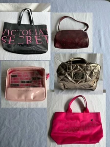Victoria Secret Bag Lot Shopping Tote Toiletry Bag Lot Of 5 - Picture 1 of 20