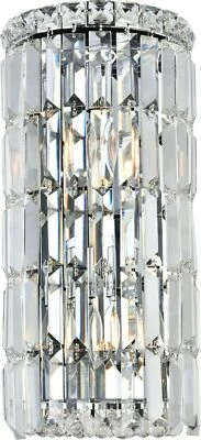 Wall Sconce Light Fixture Chrome and Crystal Bathroom or Dining Room Foyer - Image 1 of 2
