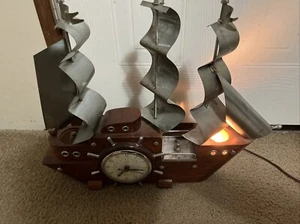 Vintage United Clipper Ship Electric Clock Lamp Works!! 20" x 16" - Picture 1 of 15