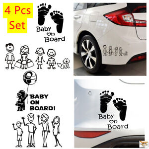 4 Pcs/Set DieCut Decal Sticker Funny Baby Auto Vinyl Car Truck SUV Window Bumper
