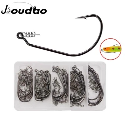 50pcs Carbon Steel Wide Super Lock Fishhook Soft Worm Lure Softjerk Fishing Hook - Image 1 of 4