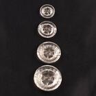 (4) Czech 1920s Deco vintage intaglio star faceted crystal clear glass buttons