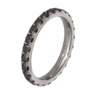Titan schwarz rundes kubisches Zirkonia Ewigkeitsband Damen Hochzeit Verlobungsband - Bild 1 von 8