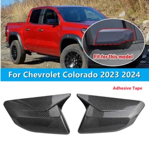 2PCS For Chevrolet Colorado 2023 2024 Carbon Fiber Side Mirror Cover Cap Overlay - Picture 1 of 6