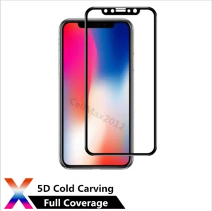 5D Curved Full coverage Tempered Glass Screen Protector Apple iPhone X 5.8" Lot - Picture 1 of 11