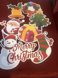 Christmas Dye Cut Paper Wall Decorations Set Of Eight Different Designs - Picture 1 of 10