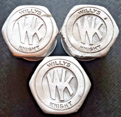 Willys Knight 1920's Threaded Dust Cover Center Grease Hub Caps Lot of 3 - Image 1 of 4