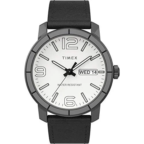 Nuevo Reloj Timex Para Hombre TW2U30400 Mod 44 Negro/Plata Antiguo Correa Cuero Foto 1 de 1