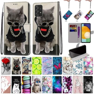 Cat Flower Flip Leather Wallet Phone Case For Samsung A12 A22 A42 A13 A53 A52 5G - Picture 1 of 32