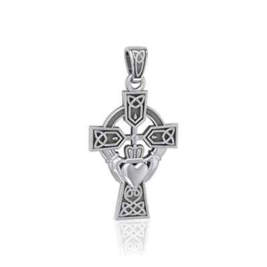 Sterling Silver Claddagh Cross Pendant by PS International - Picture 1 of 2