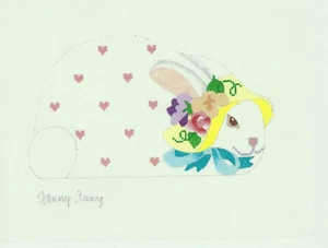 Needlepoint Canvas Garden Rabbit Bonnet RARE Fanny Anny Spring Flowers 18 mesh - Picture 1 of 2