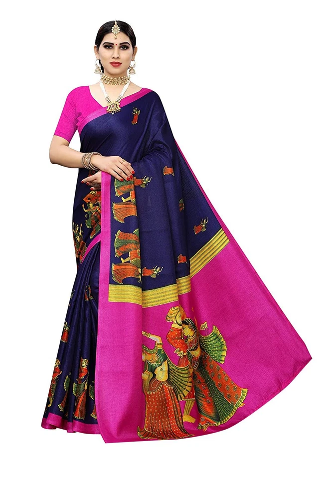 Saris de seda artística para mujer con pieza de blusa sin costuras Foto 1 de 1