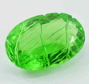 Curving Oval Shape 108 Ct Certified Brazilian Green Topaz Loose Gemstone - Picture 1 of 3