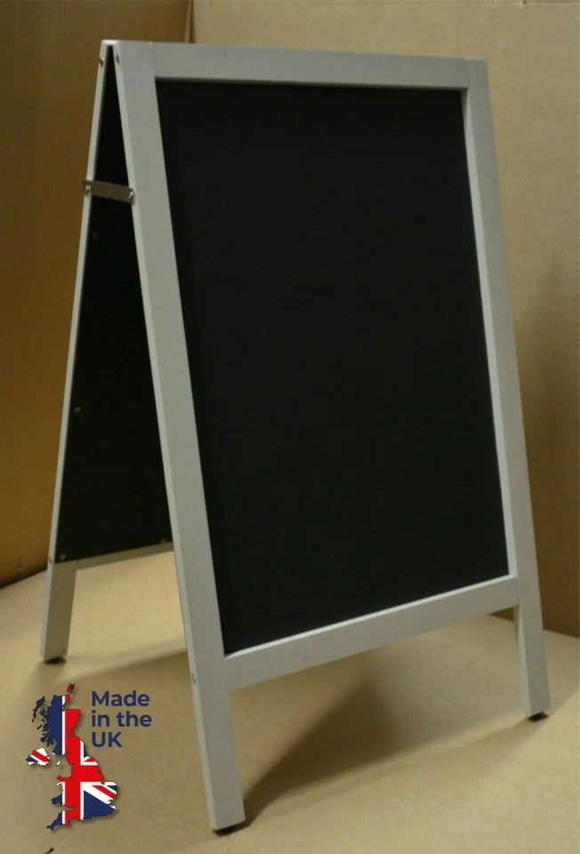 SANDWICH A-BOARD WITH NATURAL STONE WOODEN FRAME AND PAINTED PANEL CHALKBOARD UK