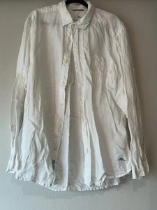 Tommy Bahama RELAX 100% Linen Button Up Shirt | White | Mens Size Large - Picture 1 of 8