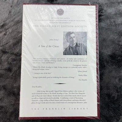 A Son of the Circus John Irving SIGNED First Edition Society Franklin Library - Image 1 of 4