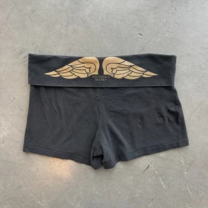Vintage Y2k Victoria's Secret Angels Gold Fold Over schwarze Mini Yoga Shorts Medium - Bild 1 von 5