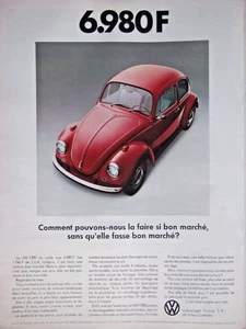 PUBLICITÉ DE PRESSE 1970 VOLKSWAGEN COCCINELLE VOITURE A 6.980 FR. - Picture 1 of 1