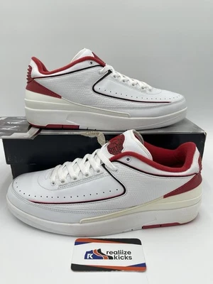 Hombres Talla 11 - Nike Air Jordan 2 Retro Bajo Blanco Rojo Universitario 2004 (309837-101) Foto 1 de 4