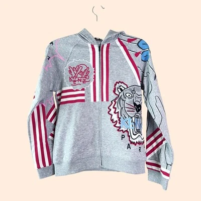 Chaqueta con capucha y cremallera con logotipo Kenzo para niños Foto 1 de 4