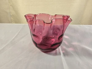 Fenton Coin Dot Cranberry Vase Daumenabdruck Vintage Glasschale Vase 776B - Bild 1 von 11